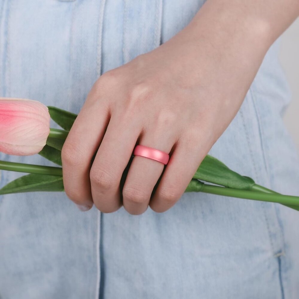 Women's Silicone Engagement Rings, 5.5mm Wide 2mm Thick Rubber Bands Flexible Fo - Picture 4 of 5
